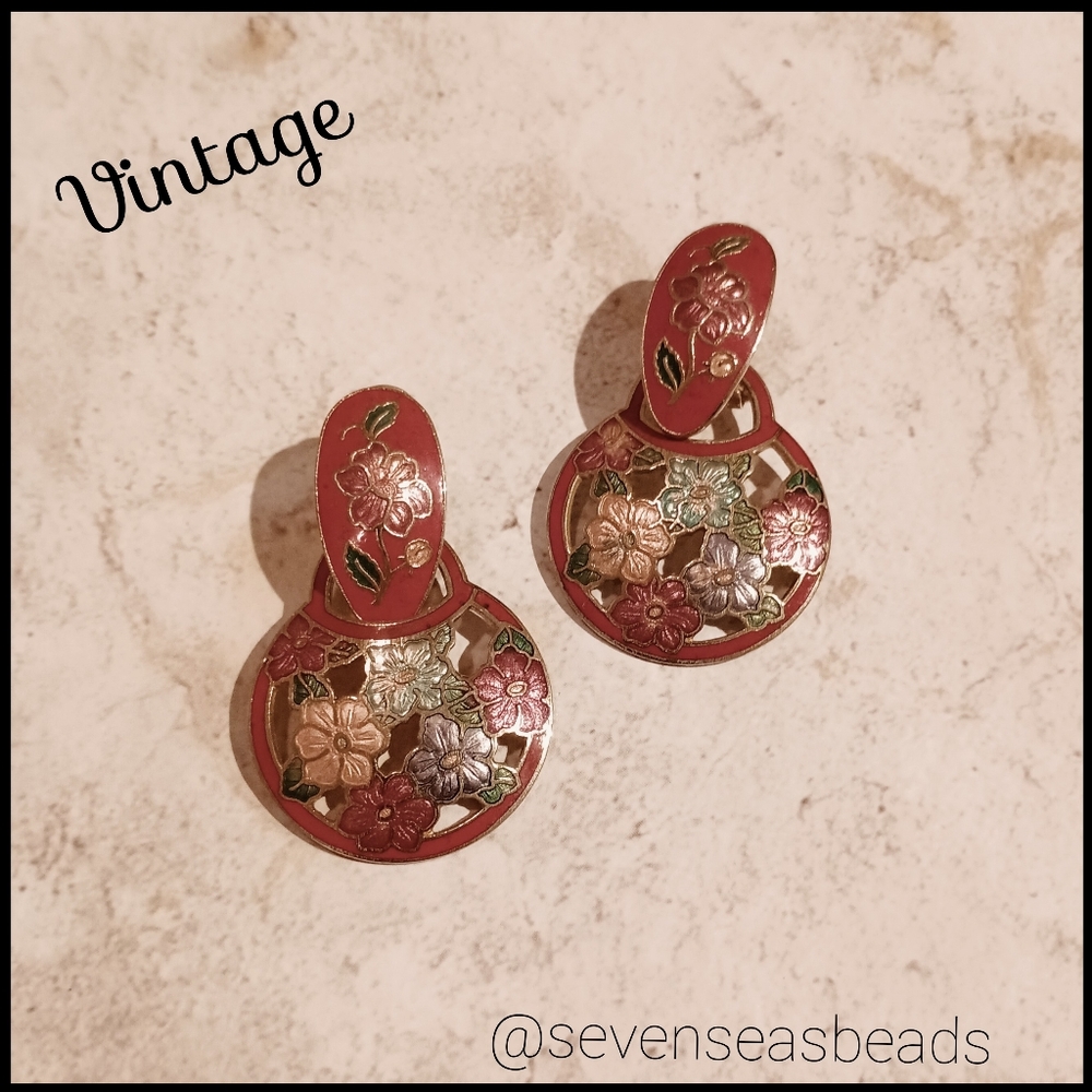 💘Vintage 1980s Cloisonne Earrings